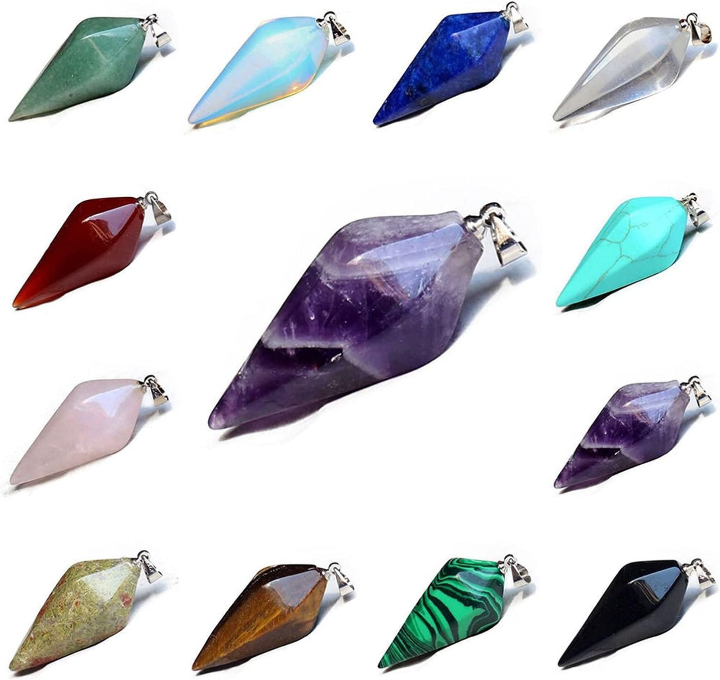 Ciondolo di Pietra Naturale Reiki Chakra Piramide Esagonale
