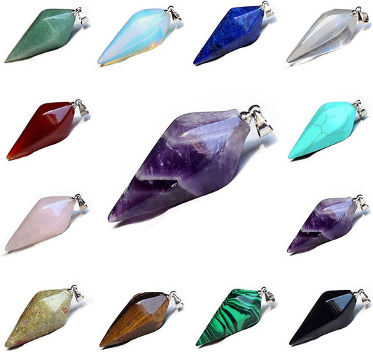 Ciondolo di Pietra Naturale Reiki Chakra Piramide Esagonale
