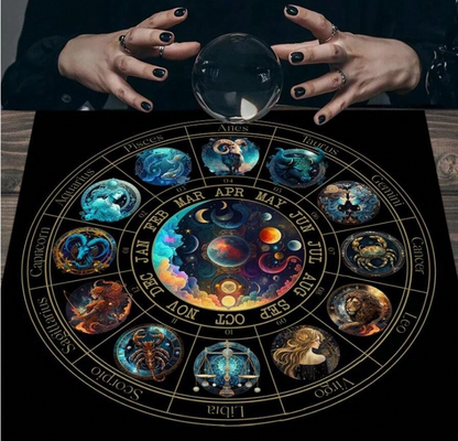 Telo per altare tarocchi con 12 segni zodiacali