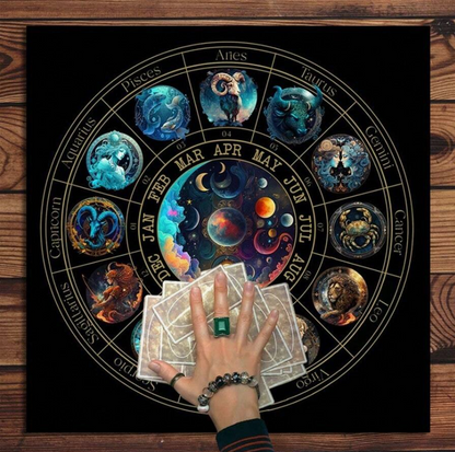 Telo per altare tarocchi con 12 segni zodiacali