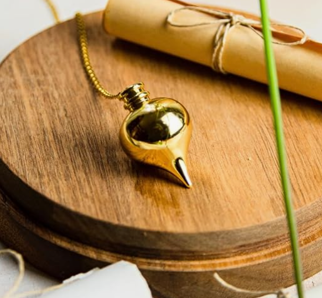 Pendolo Esoterico di Radiestesia Goccia d’Acqua in Ottone Dorato